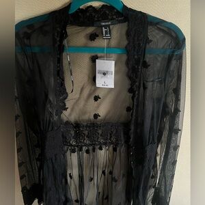 Forever 21 black beach kimono cover up